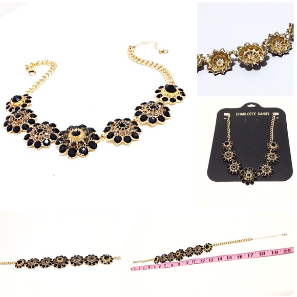 Charlotte Daniel New Black & Rhinestone Necklace - Picture 3 of 6